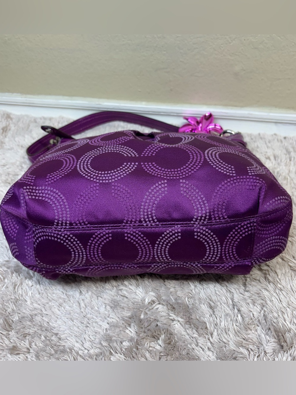 バッグ COACH signature clover opart purple bag Coach Op Art purple shoulder bag - Gem